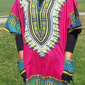 Pink & Blue Dashiki Shirt